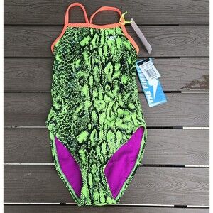 TYR The Finals Gecko  Wingback Swimsuit Green - Size 32 NEW